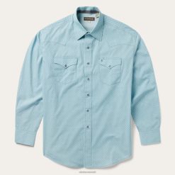 mehed hõbedase teemandiga puhas mustriga läänesärk Stetson sinine kehakate ZNRBV303